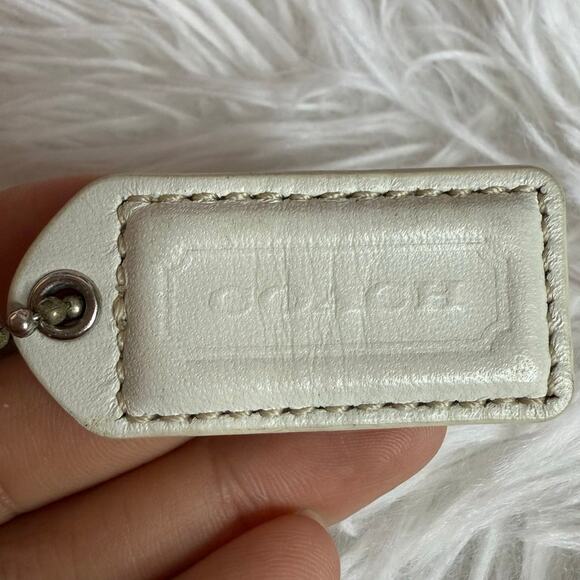 1.5" y2k COACH Vintage White Fob Bag Charm Hang tag Hangtag - Picture 1 of 2